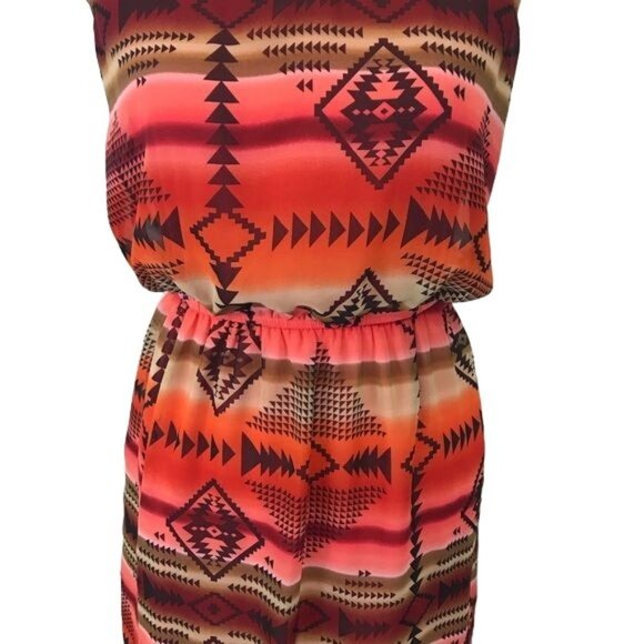 Sweet Storm Womens Aztec Print Strapy Back Fit & Flare Mini Tank Dress Size M - Picture 3 of 8